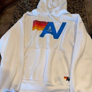 Aviator Nation White Hoodie with Red and Blue Accents size XL